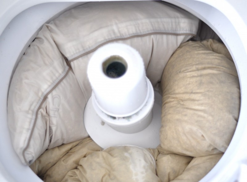 washing feather pillows in top loader